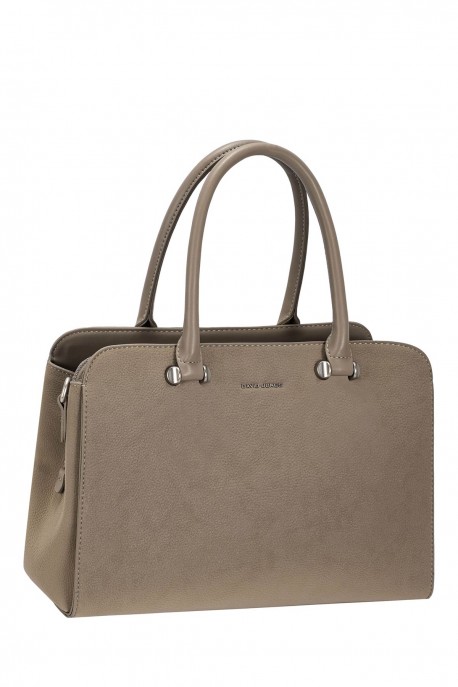 CM8521 David Jones Nubuck Effect Handbag : colour:WARM GREY SAND