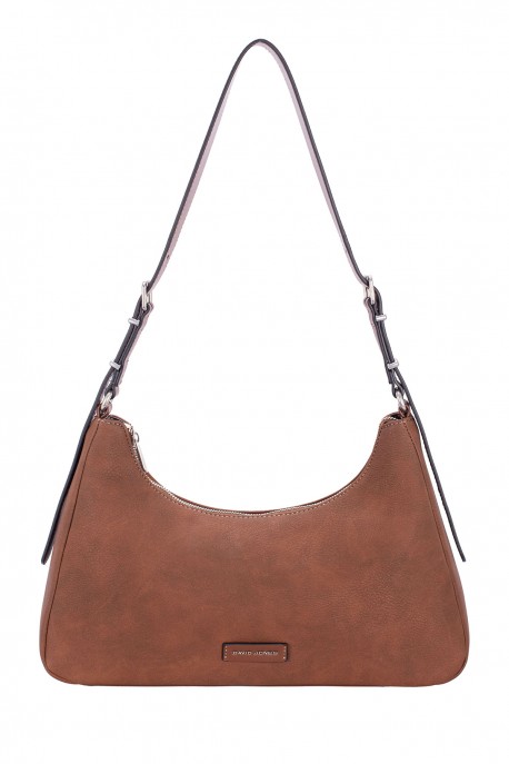 CM8530 Sac épaule baguette effet Nubuck David Jones : couleur:Boue Rouge (RED MUD)