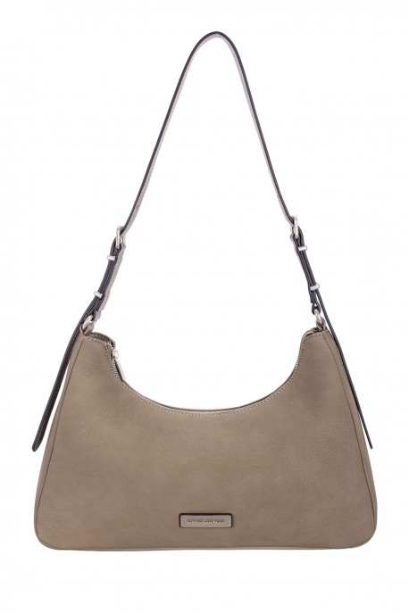 CM8530 David Jones Nubuck Effect Baguette Shoulder Bag : colour:WARM GREY SAND