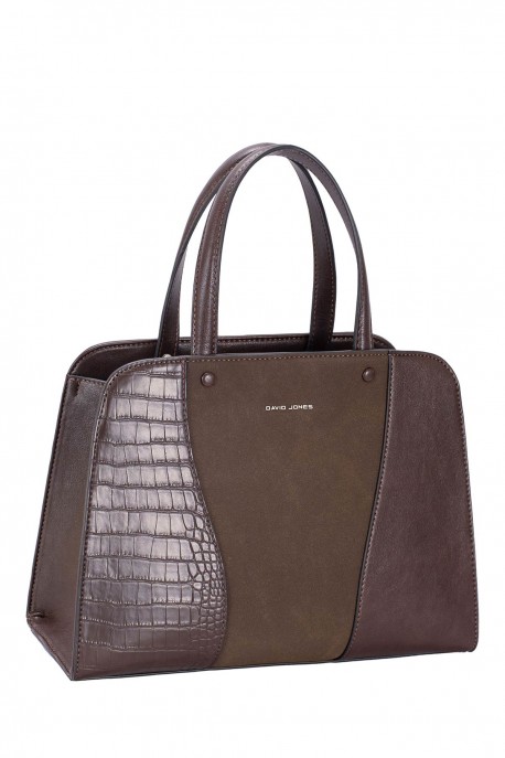 CM8533 Sac à main Trapèze croco David Jones : couleur:SANDALWOOD BROWN