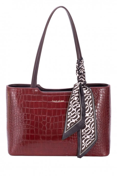 CM8534 Sac à main croco David Jones : couleur:Bordeaux fonc&eacute; (D.Bordeaux)