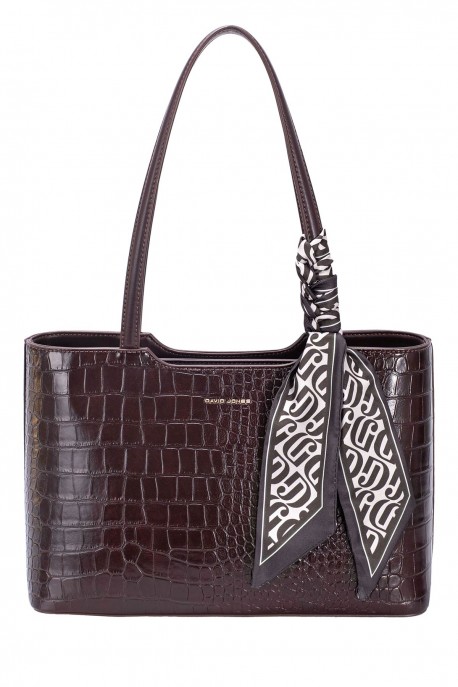 CM8534 David Jones Crocodile Handbag : colour:HOT CHOCOLAT