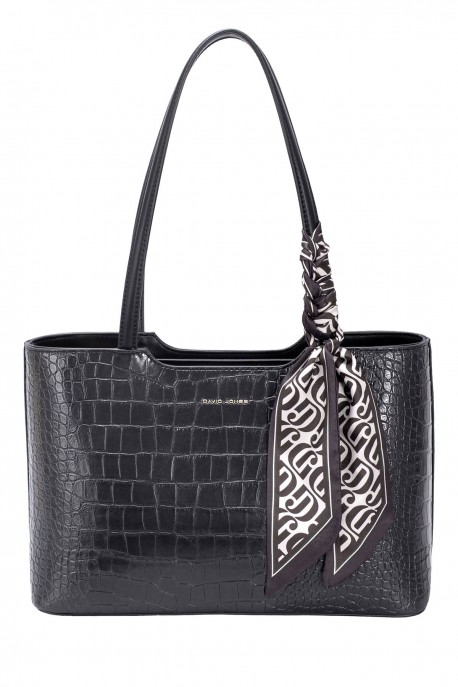 CM8534 David Jones Crocodile Handbag : colour:JET BLACK