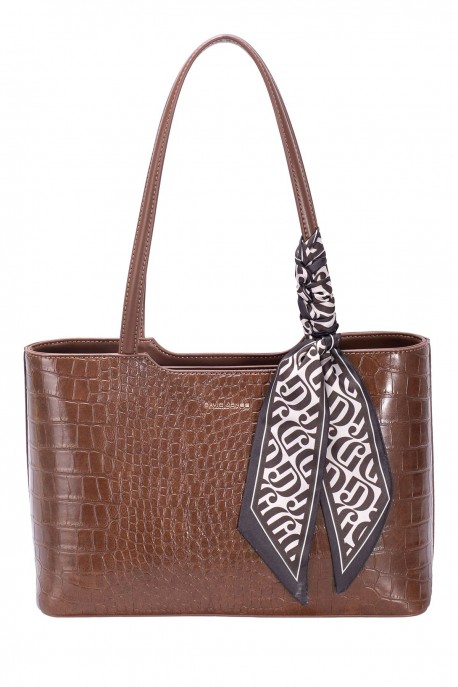 CM8534 David Jones Crocodile Handbag : colour:RED MUD