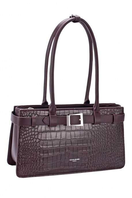 CM8604 David Jones Crocodile Shoulder Bag with Belt : colour:HOT CHOCOLAT
