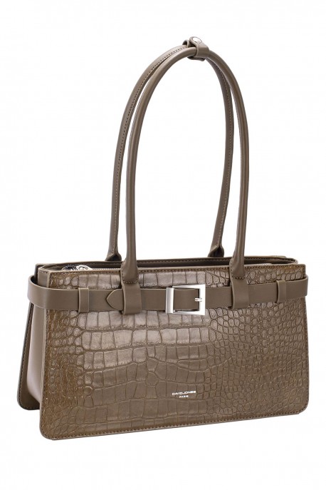 CM8604 Sac épaule croco avec ceinture David Jones : couleur:Mousse des brumes (MIST MOSS)