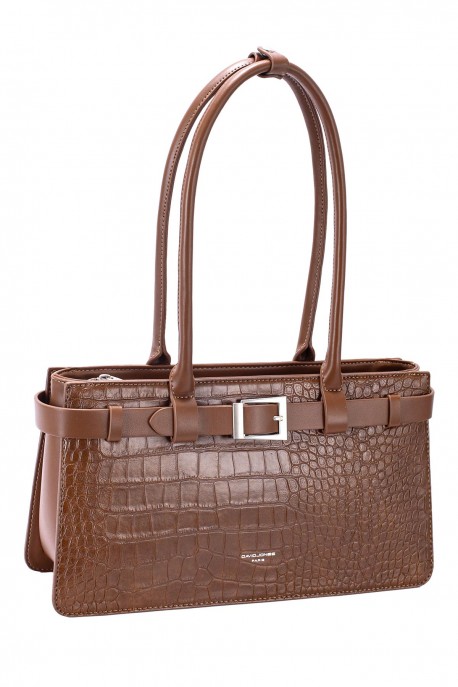 CM8604 David Jones Crocodile Shoulder Bag with Belt : colour:RED MUD