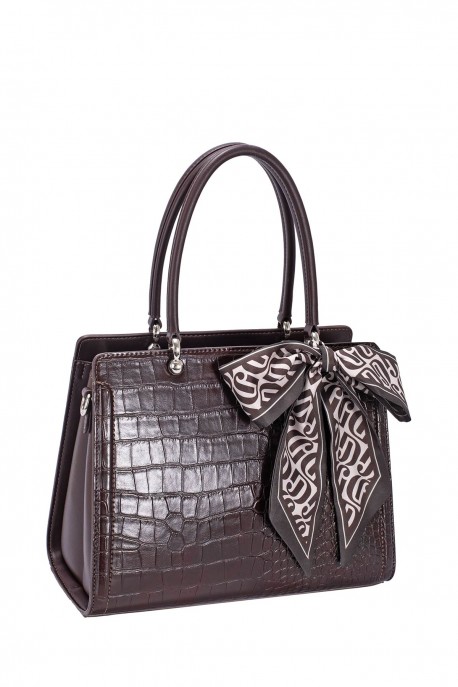 CM8616 Sac à main croco Soufflet David Jones : couleur:HOT CHOCOLAT