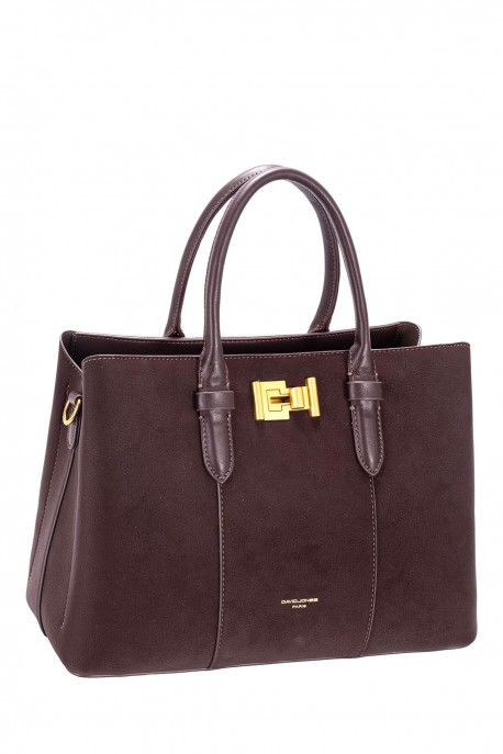 CM8624 David Jones Nubuck Effect Gusset Handbag : colour:HOT CHOCOLAT
