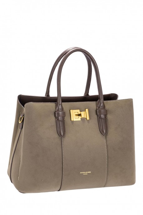 CM8624 David Jones Nubuck Effect Gusset Handbag : colour:WARM GREY SAND