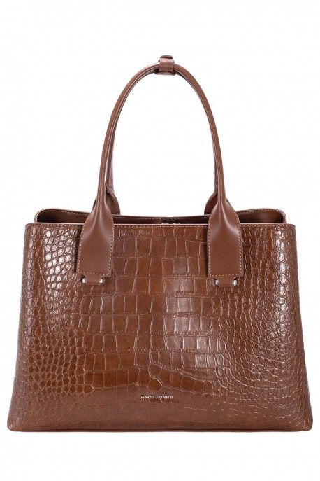 CM8627 Sac à main Trapèze croco David Jones : couleur:Boue Rouge (RED MUD)