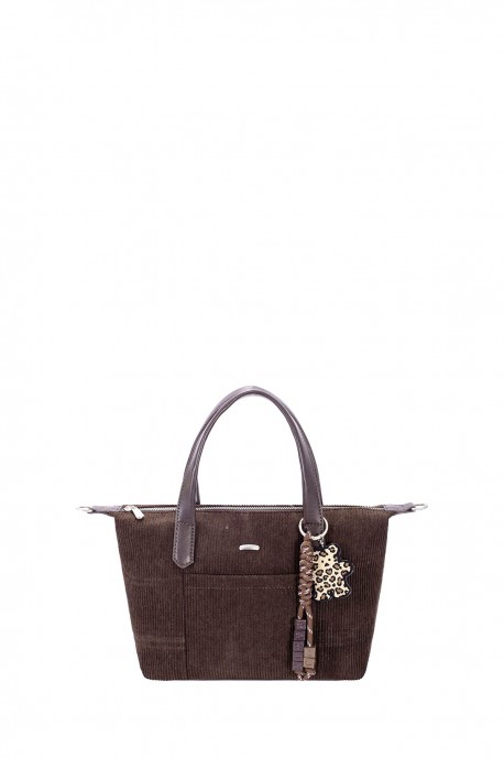 CM8688 Sac à main shopping style velours côtelé David Jones : couleur:WENGE WOOD