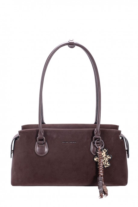 CM8582 David Jones Nubuck Effect Duffel Shoulder Bag : colour:HOT CHOCOLAT