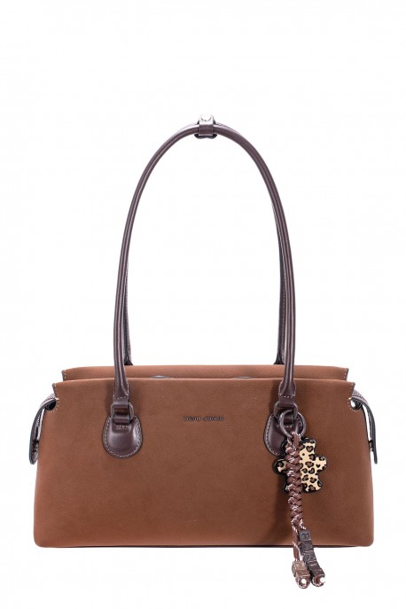 CM8582 David Jones Nubuck Effect Duffel Shoulder Bag : colour:RED MUD