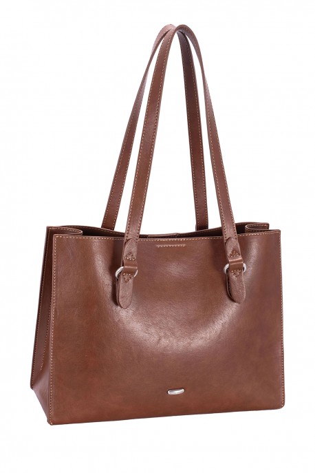 CM8763 Sac épaule Cabas Soufflet David Jones : couleur:Boue Rouge (RED MUD)