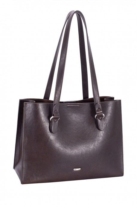 CM8763 David Jones Gusseted Tote Shoulder Bag : colour:WENGE WOOD