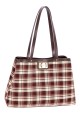 CM8772 David Jones Flared P-Trapeze Plaid Gingham Pattern Shoulder Bag