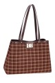 CM8772 David Jones Flared P-Trapeze Plaid Gingham Pattern Shoulder Bag