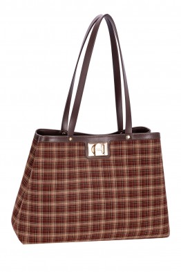 CM8772 Sac épaule Motif Vichy Ecossais trapèze évasé David Jones