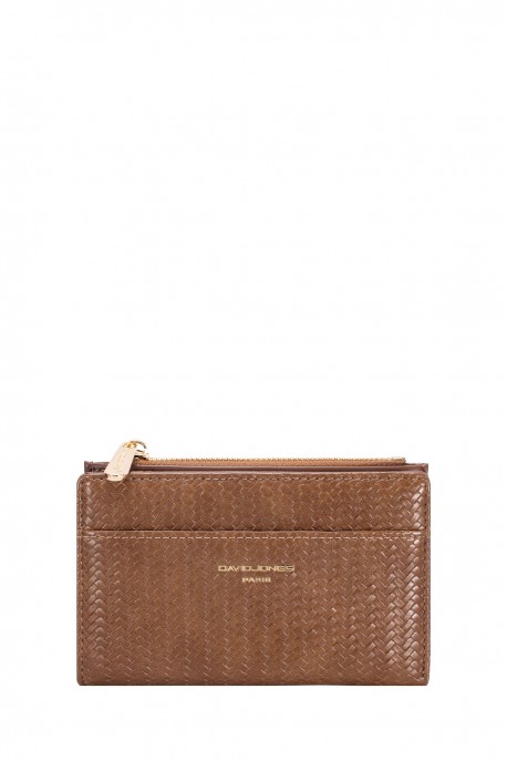 P174 David Jones Braided Leather Wallet : colour:RED MUD