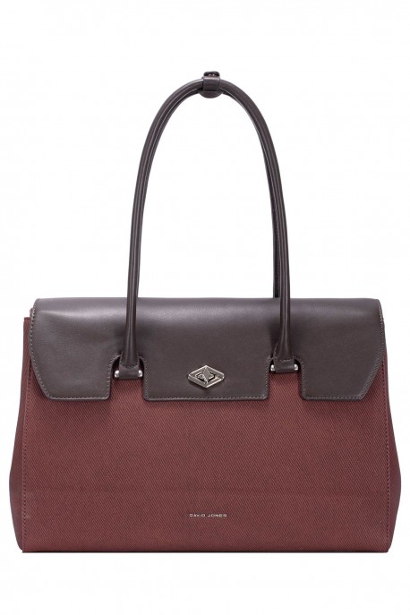 CM8643 David Jones Flap Satchel Handbag : colour:D.Bordeaux