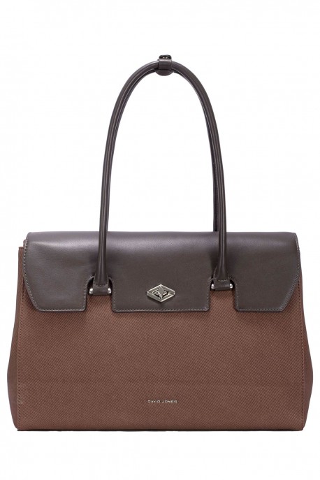 CM8643 David Jones Flap Satchel Handbag : colour:HOT CHOCOLAT