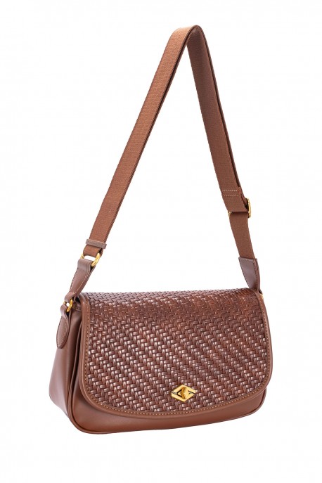 CM8664 David Jones Braided Pattern Crossbody Bag : colour:RED MUD