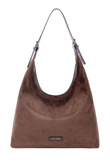 CM8590 David Jones Nubuck Effect Hobo Shoulder Bag : colour:HOT CHOCOLAT