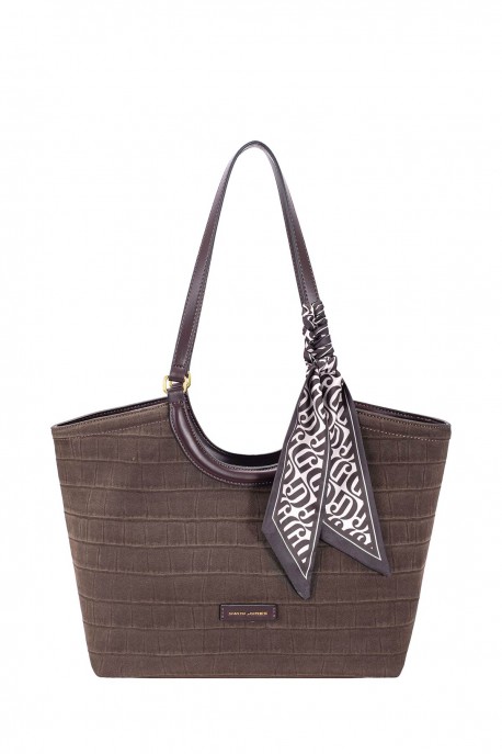 CM8681 David Jones Crocodile Shopping Shoulder Bag : colour:HOT CHOCOLAT