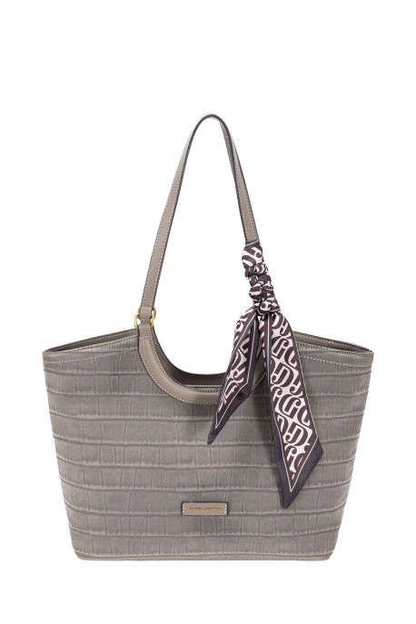 CM8681 David Jones Crocodile Shopping Shoulder Bag : colour:WARM GREY SAND