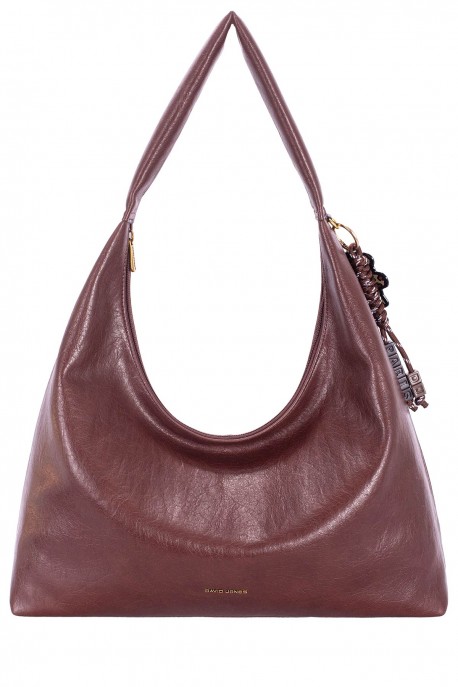 CM8691 David Jones Nubuck Effect Shoulder Bag : colour:D.Bordeaux