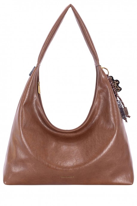 CM8691 David Jones Nubuck Effect Shoulder Bag : colour:RED MUD