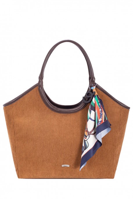 CM8753 Sac à main Cabas style velours côtelé David Jones : couleur:Boue Rouge (RED MUD)