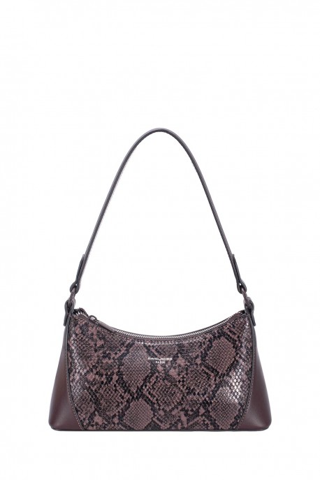 CM8611 Sac épaule baguette python David Jones : couleur:HOT CHOCOLAT