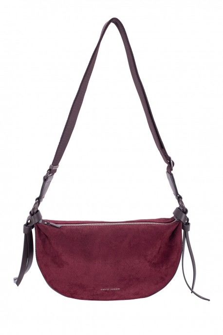 CM8617 Sac bandoulière effet velour nubuck David Jones : couleur:Bordeaux fonc&eacute; (D.Bordeaux)