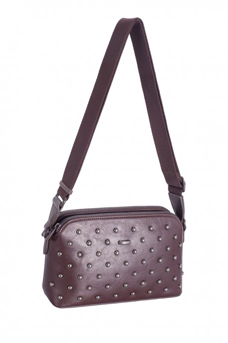 CM8698 David Jones Studded Crossbody Bag : colour:HOT CHOCOLAT