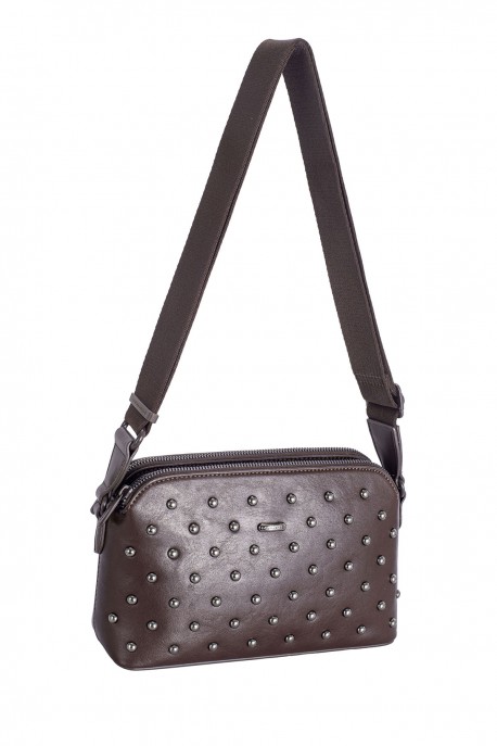 CM8698 David Jones Studded Crossbody Bag : colour:WENGE WOOD