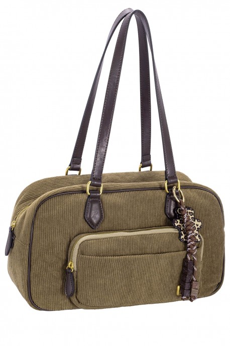 CM8701 David Jones Corduroy Style Duffel Shoulder Bag : colour:MIST MOSS