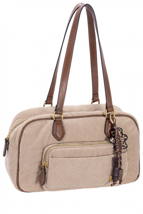 CM8701 David Jones Corduroy Style Duffel Shoulder Bag : colour:WARM TAUPE