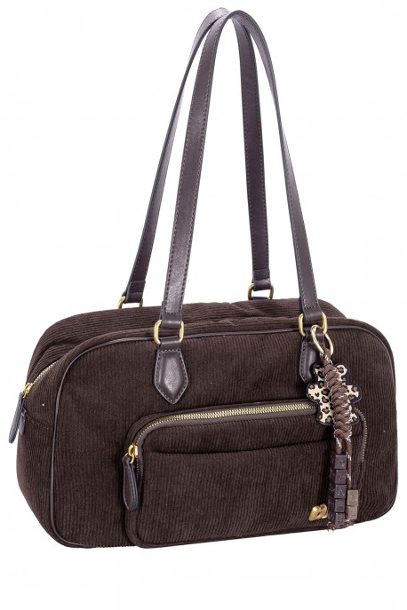 CM8701 David Jones Corduroy Style Duffel Shoulder Bag : colour:WENGE WOOD