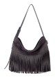 CM8723 David Jones nubuck velvet fringe shoulder bag