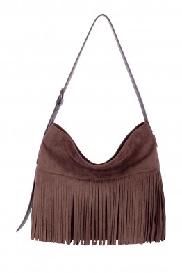CM8723 David Jones nubuck velvet fringe shoulder bag
