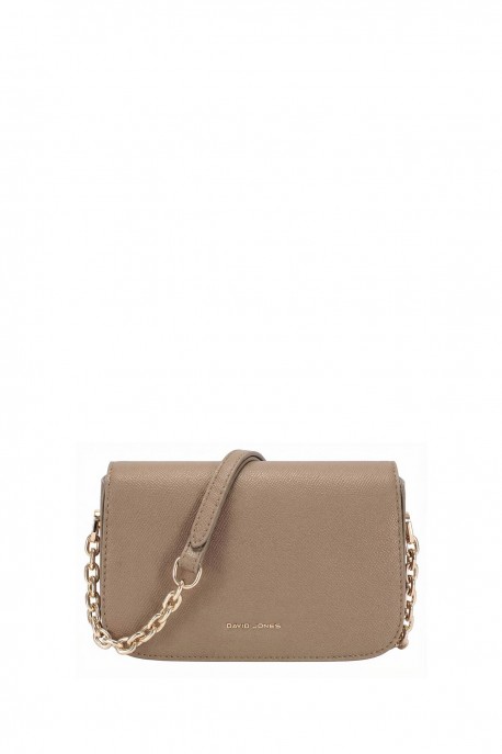 CM8419-1 Sac bandoulière à rabat Chaîne David Jones : couleur:Taupe chaud (WARM TAUPE)