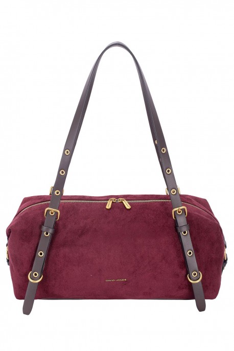 CM8618 David Jones Nubuck Effect Duffel Shoulder Bag : colour:D.Bordeaux