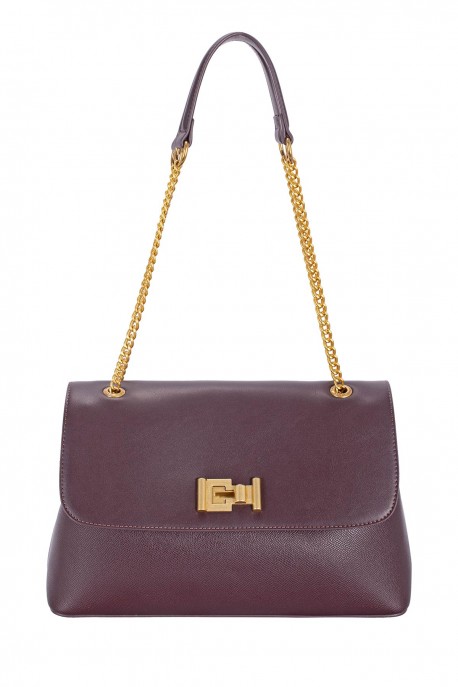 CM8689 Sac épaule à rabat Chaîne David Jones : couleur:HOT CHOCOLAT