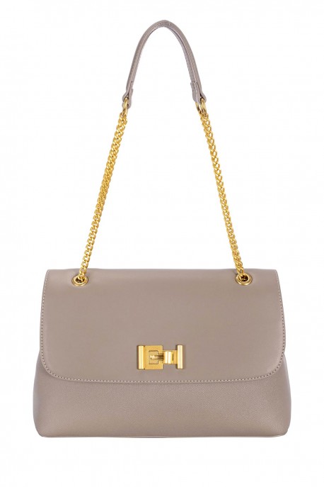 CM8689 David Jones Chain Flap Shoulder Bag : colour:WARM GREY SAND