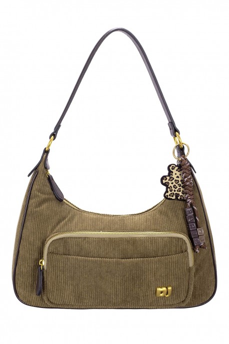 CM8702 Sac à main hobo style velours côtelé David Jones : couleur:Mousse des brumes (MIST MOSS)