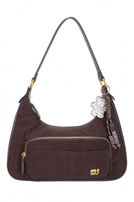 CM8702 Sac à main hobo style velours côtelé David Jones : couleur:WENGE WOOD