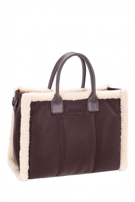 CM8712 Sac à main Cabas fourrur David Jones : couleur:HOT CHOCOLAT