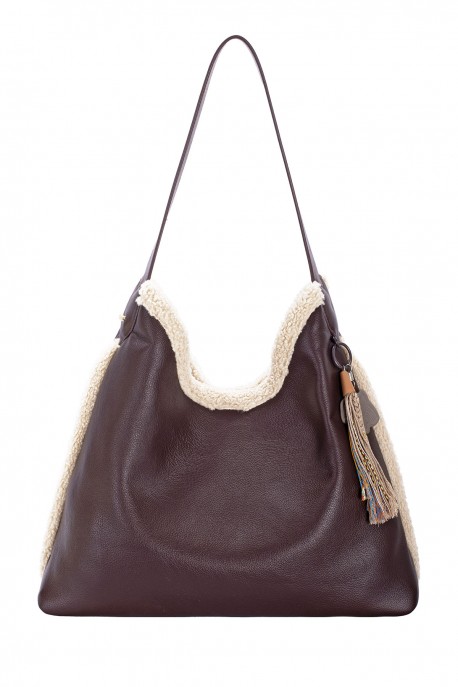 CM8726 David Jones Hobo Furrier Shoulder Bag : colour:HOT CHOCOLAT
